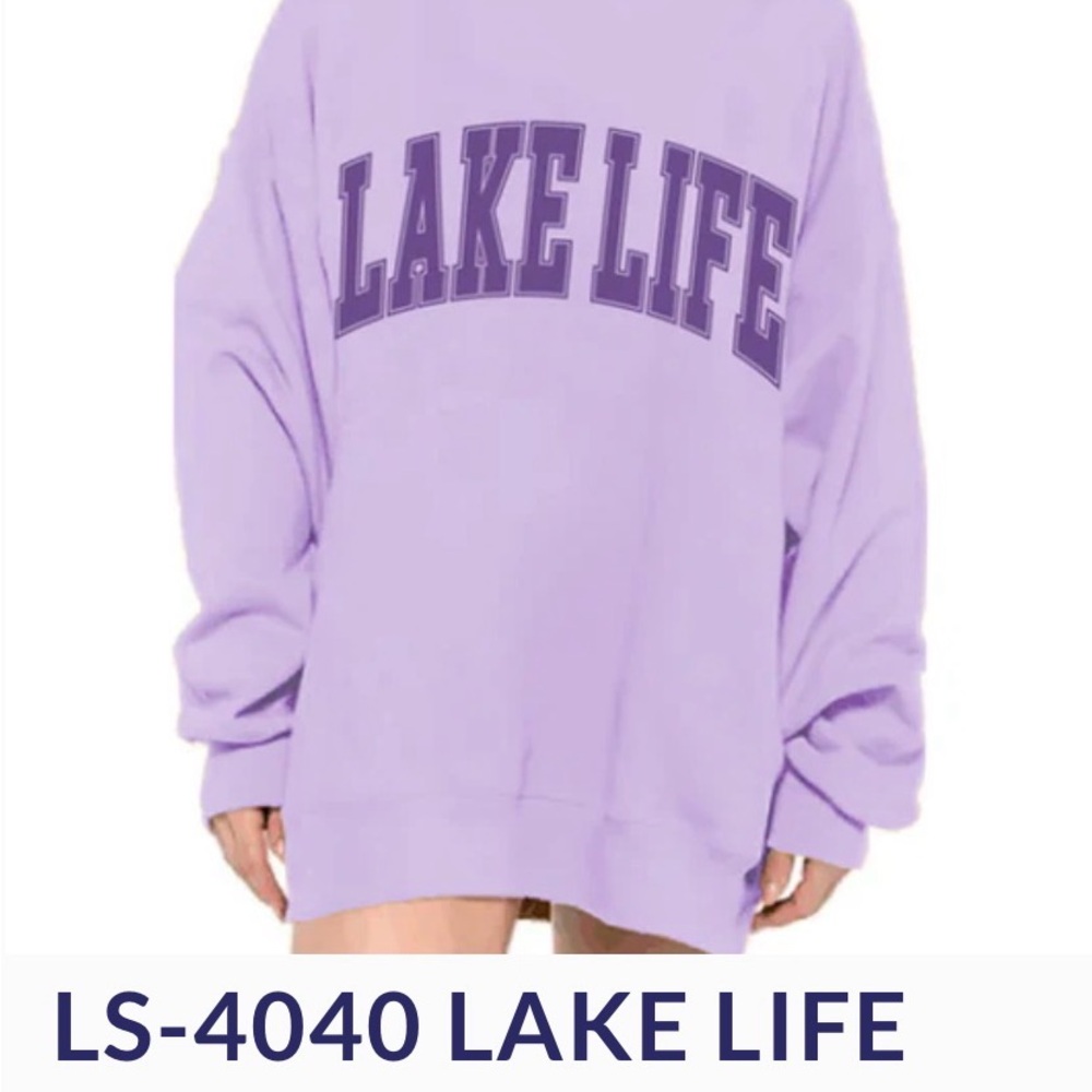 Lake Life Lavender size small Graphic Pullover Sweatshirt